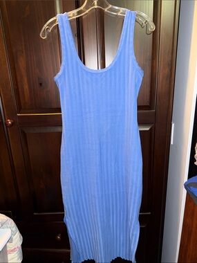 aerie Ribbed Tank Midi Dress in Periwinkle